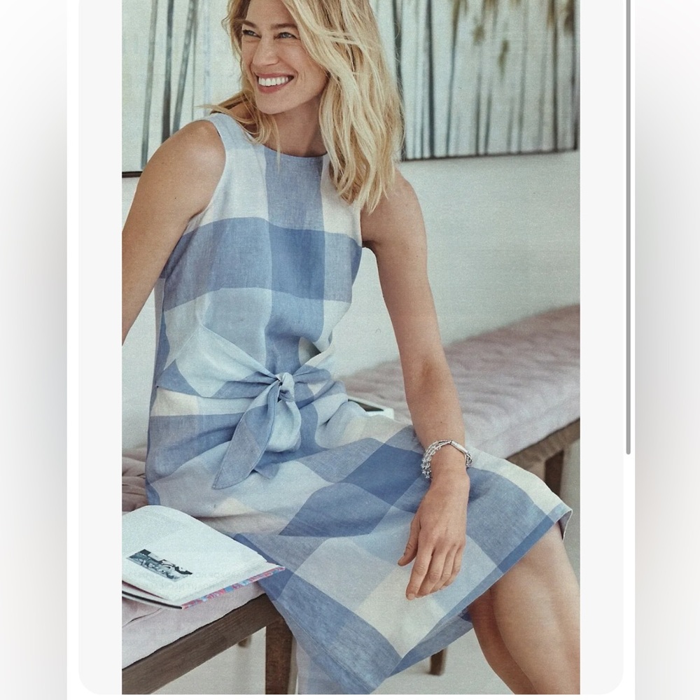 J Jill Love Linen Gingham MIDI Dress, Size Petite XL